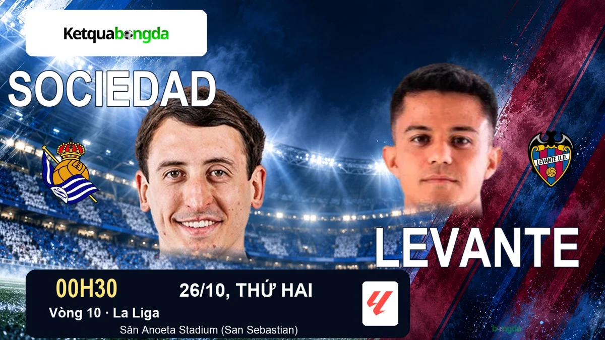 Nhận định Real Sociedad vs Levante, 00h30 ngày 26/10 – La Liga